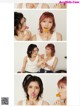 A collage of photos of a woman holding a lollipop.